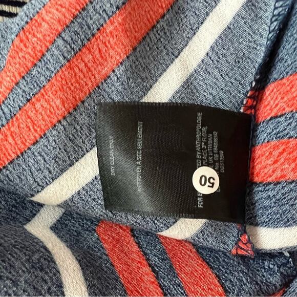 Anthropologie Maeve Cameron Navy Orange Asymmetrical Striped Dress Size Small - Picture 11 of 15